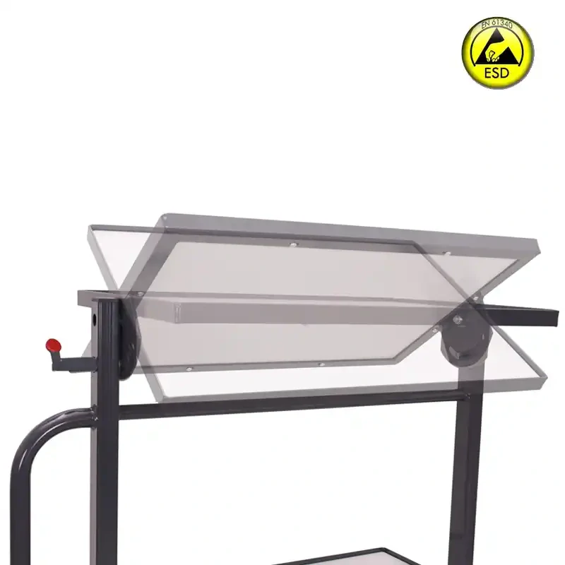 ESD antistatický vychystávací vozík sw-400.844 VARIOFIT na EURO prepravky, 3 ESD police, 200 kg