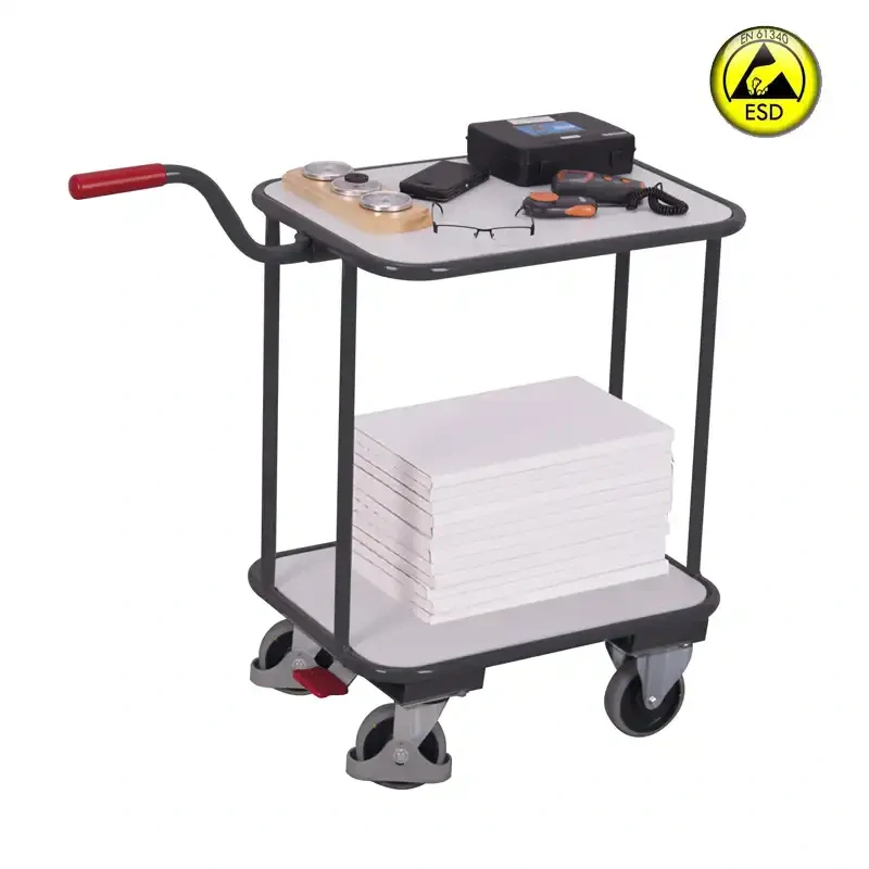 ESD antistatický policový vozík sw-450.832 VARIOFIT na EURO prepravky, 2 ESD police, 200 kg