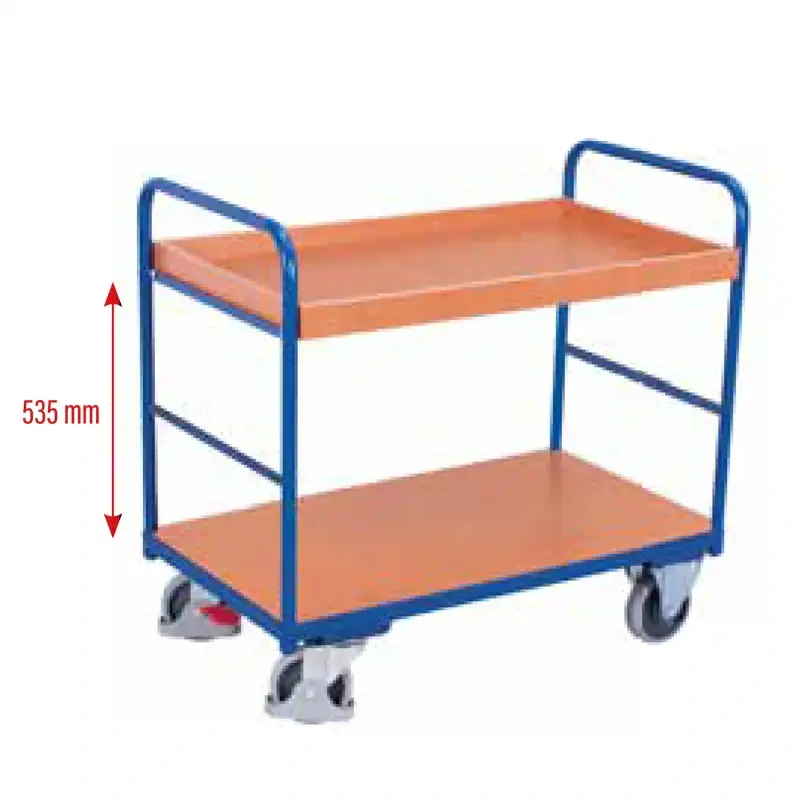 Policový vozík sw-600.207 VARIOFIT, 2 police - 1 prestaviteľná 965 x 555 mm, 250 kg