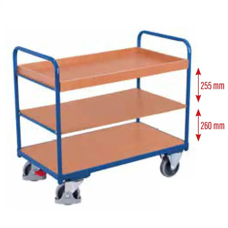 Policový vozík sw-500.210 VARIOFIT, 3 police - 2 prestaviteľné 815 x 455 mm, 250 kg