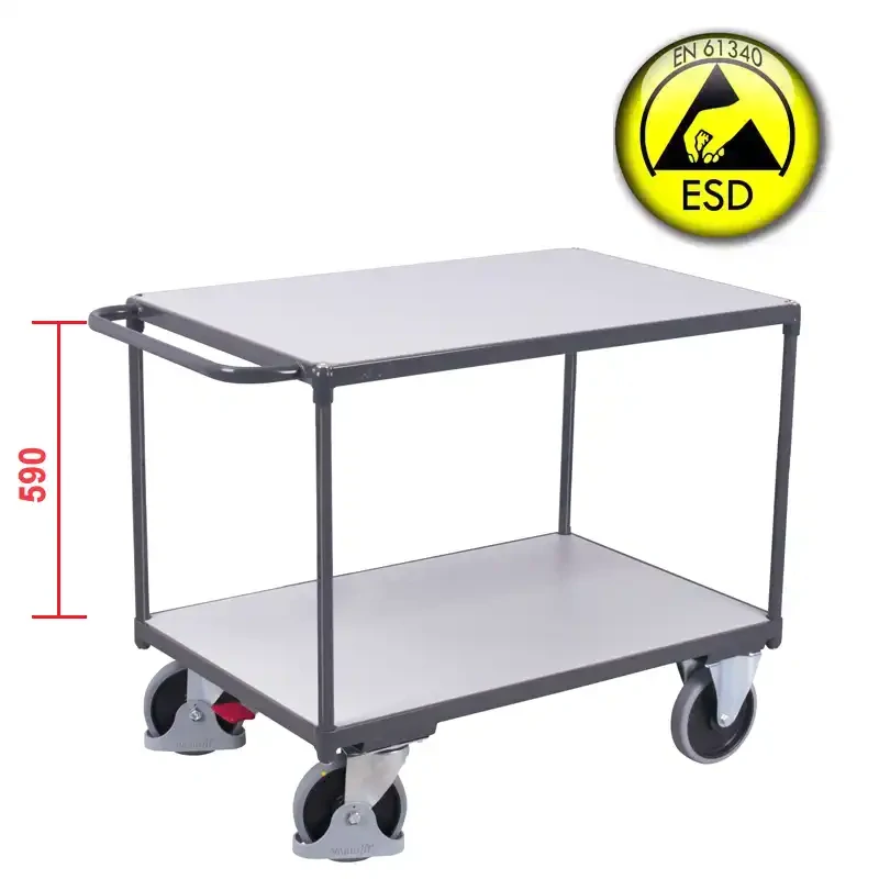 ESD antistatický policový vozík sw-500.562 VARIOFIT, 2 police, 850 x 500 mm, 400 kg