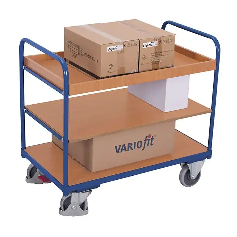 Policový vozík sw-500.210 VARIOFIT, 3 police - 2 prestaviteľné 815 x 455 mm, 250 kg