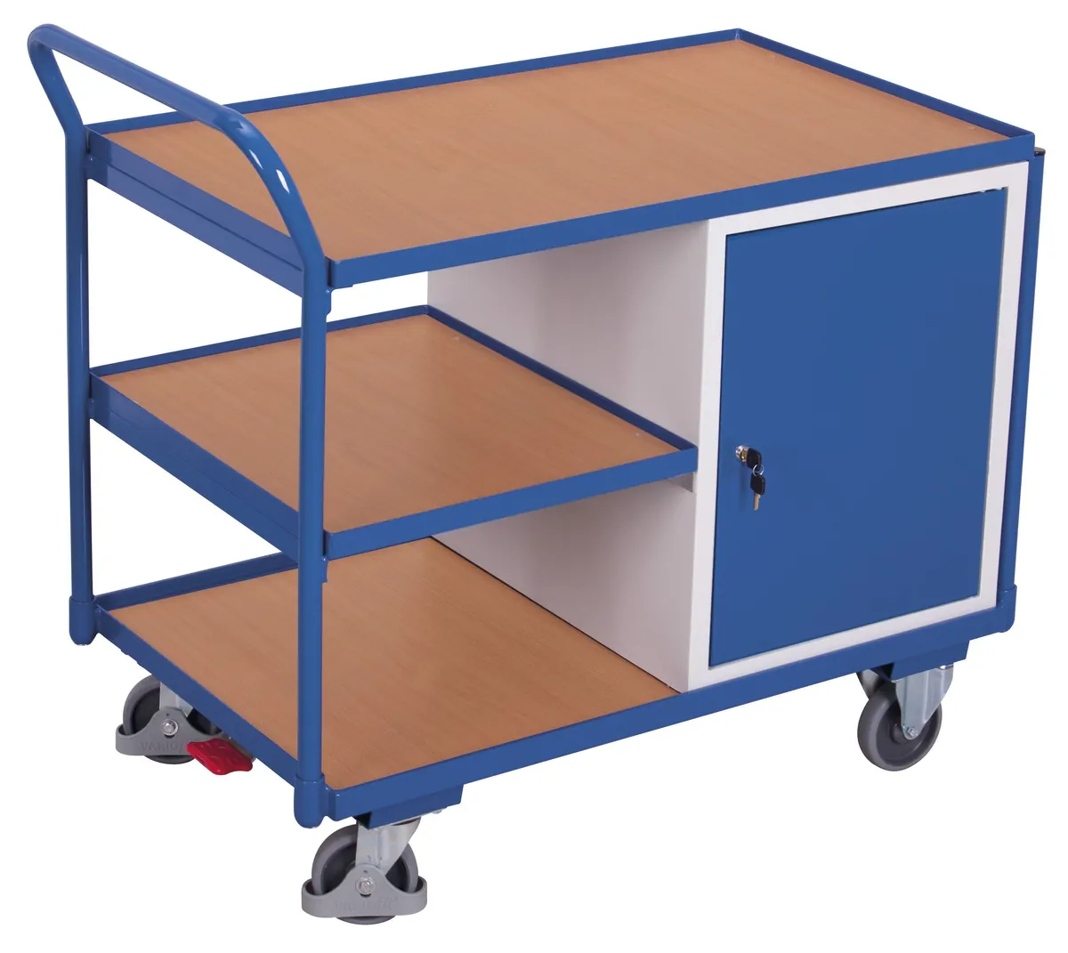 Dielenský policový vozík so skrinkou sw-600.603 VARIOFIT, 985 x 590 mm, 250 kg