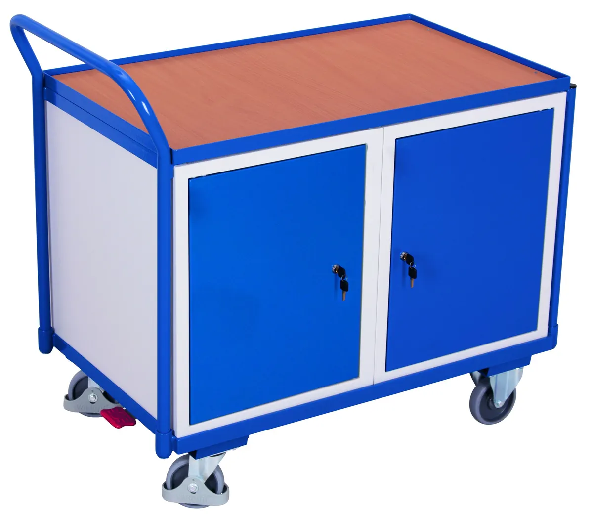 Dielenský policový vozík so skrinkou sw-600.604 VARIOFIT, 985 x 590 mm, 250 kg
