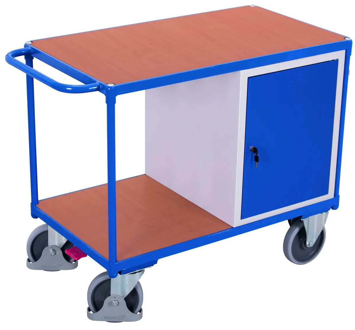 Dielenský policový vozík so skrinkou sw-600.607 VARIOFIT, 1060 x 600 mm, 500 kg