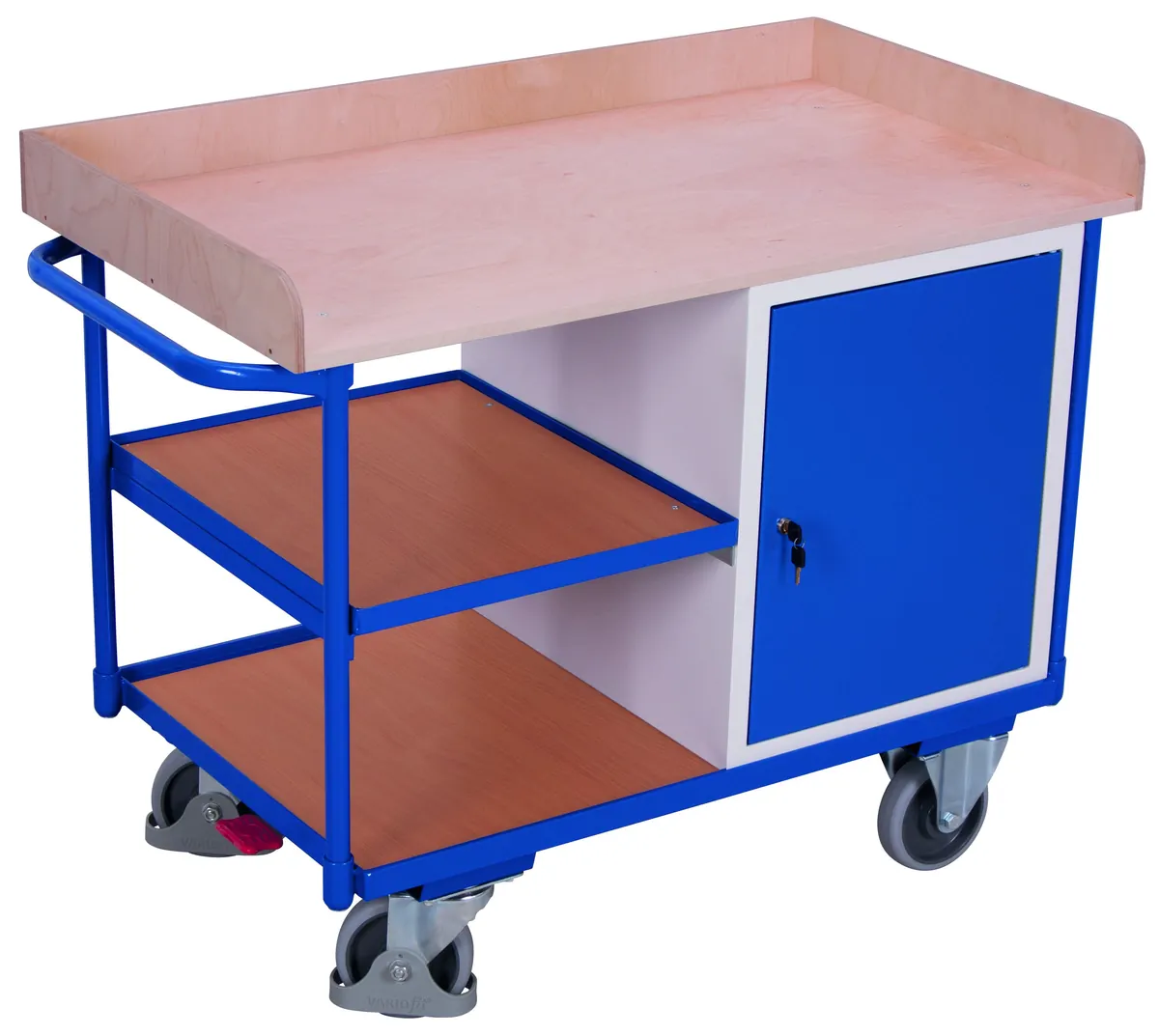 Dielenský policový vozík so skrinkou sw-600.610 VARIOFIT, 1125 x 630 mm, 400 kg