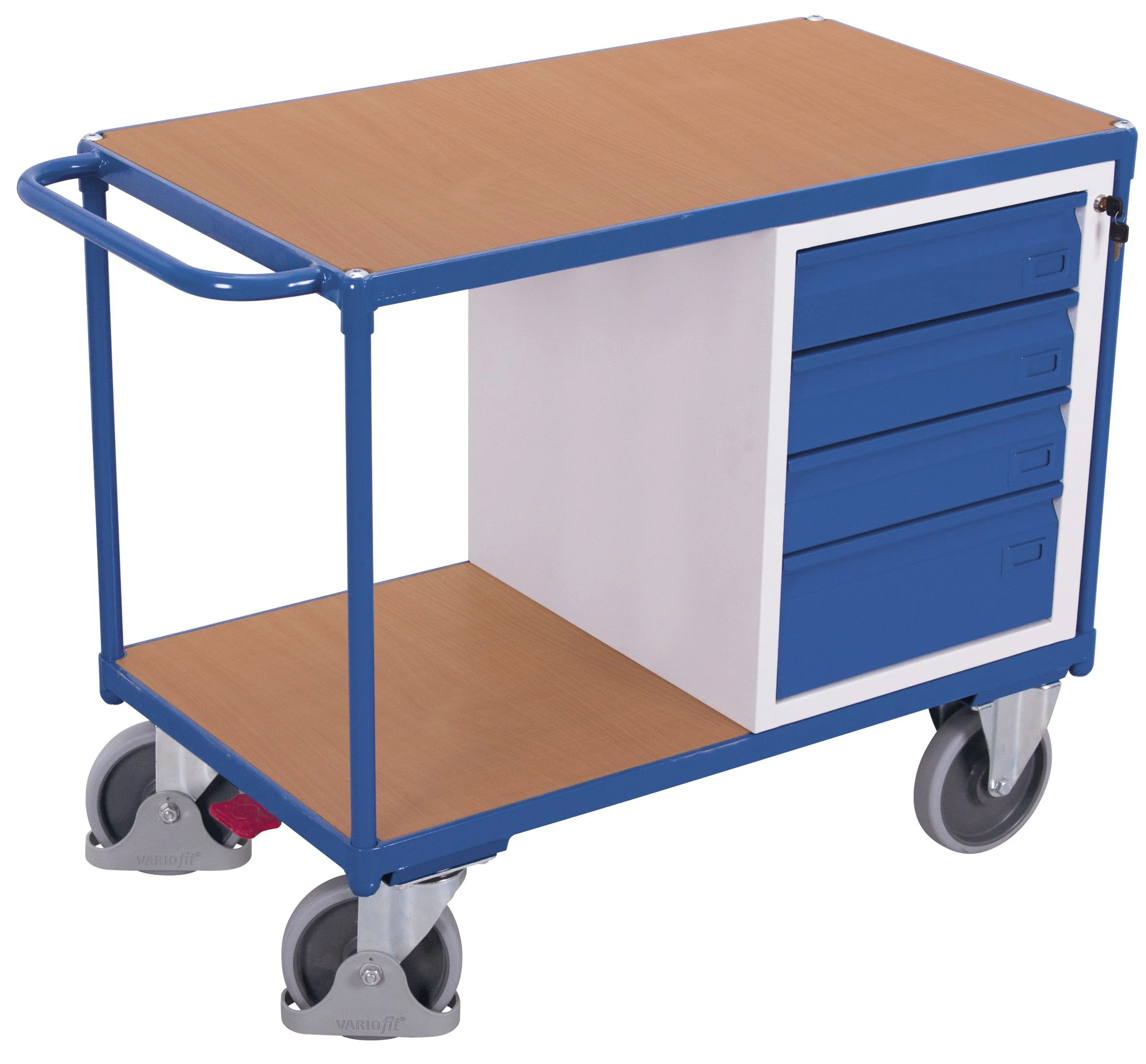 Dielenský policový vozík so zásuvkami sw-600.602 VARIOFIT, 1060 x 600 mm, 500 kg