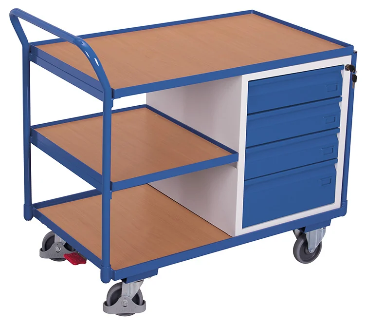 Dielenský policový vozík so zásuvkami sw-600.605 VARIOFIT, 985 x 590 mm, 250 kg