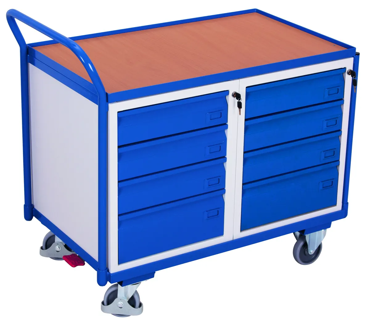 Dielenský policový vozík so zásuvkami sw-600.608 VARIOFIT, 985 x 590 mm, 250 kg
