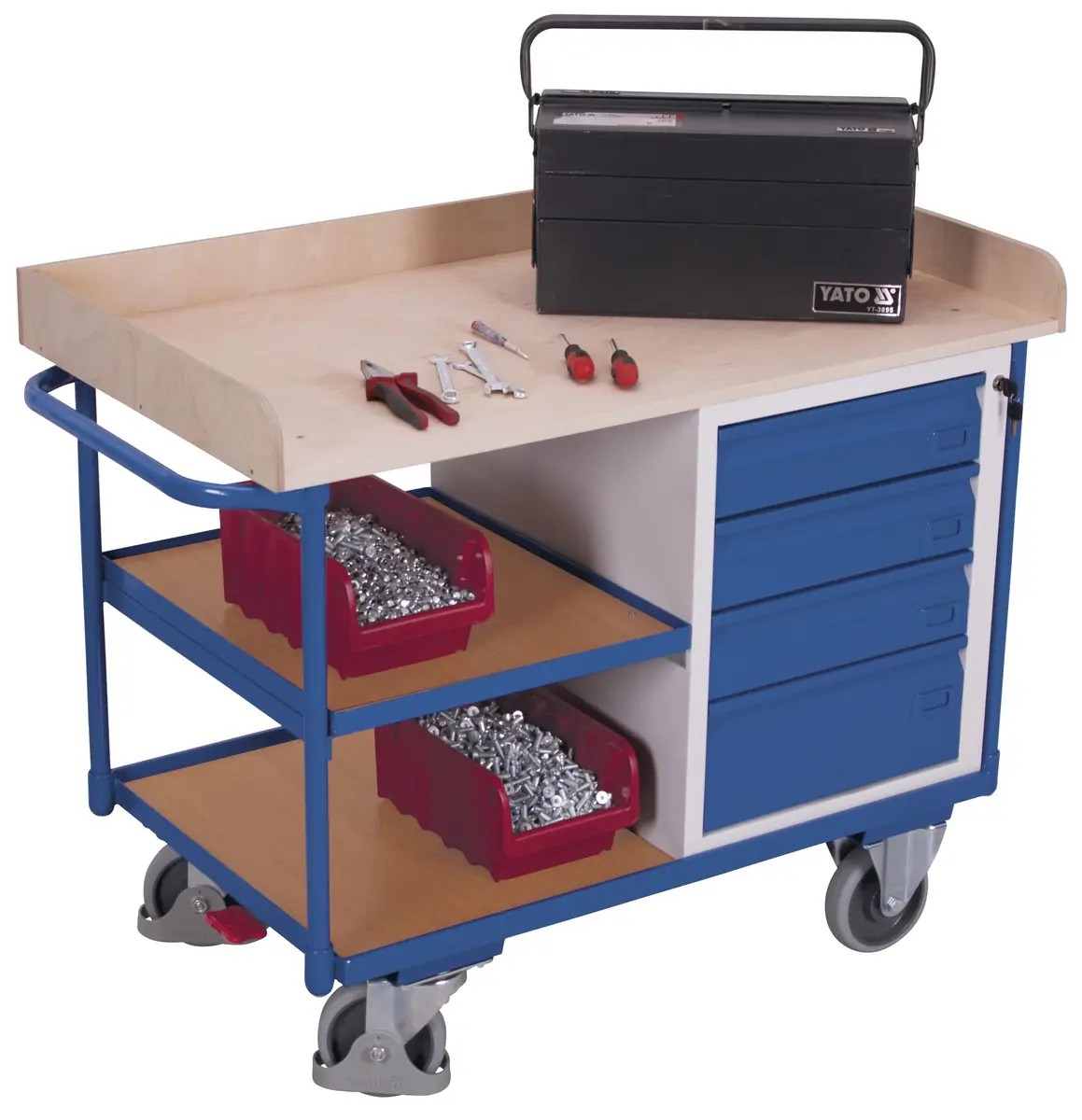 Dielenský policový vozík so zásuvkami sw-600.612 VARIOFIT, 1125 x 630 mm, 400 kg