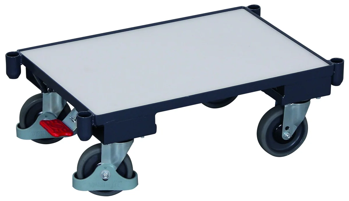 ESD vozík na EURO prepravky, zvýšený okraj 10 mm sw-410.091 VARIOFIT, 605 x 410 mm, 250 kg
