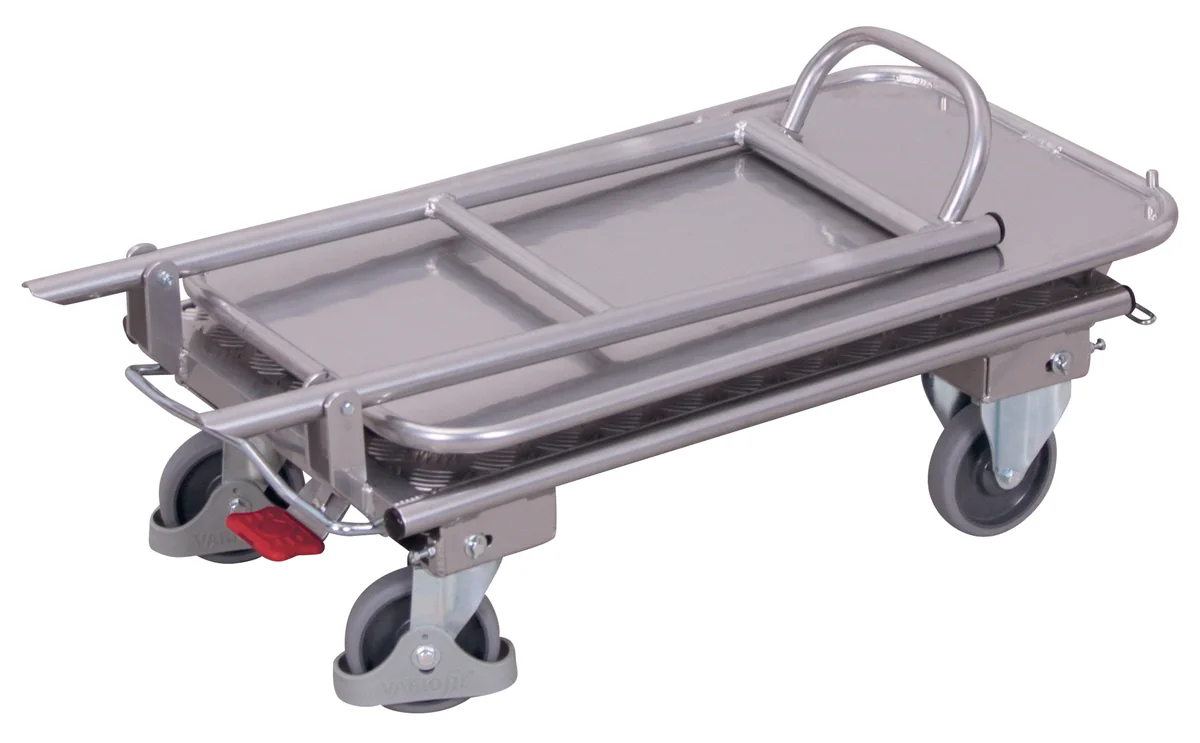 Hliníkový etážový skladací vozík s 2 policami 720x450 mm VARIOfit ap-450.813 - pohľad z profilu