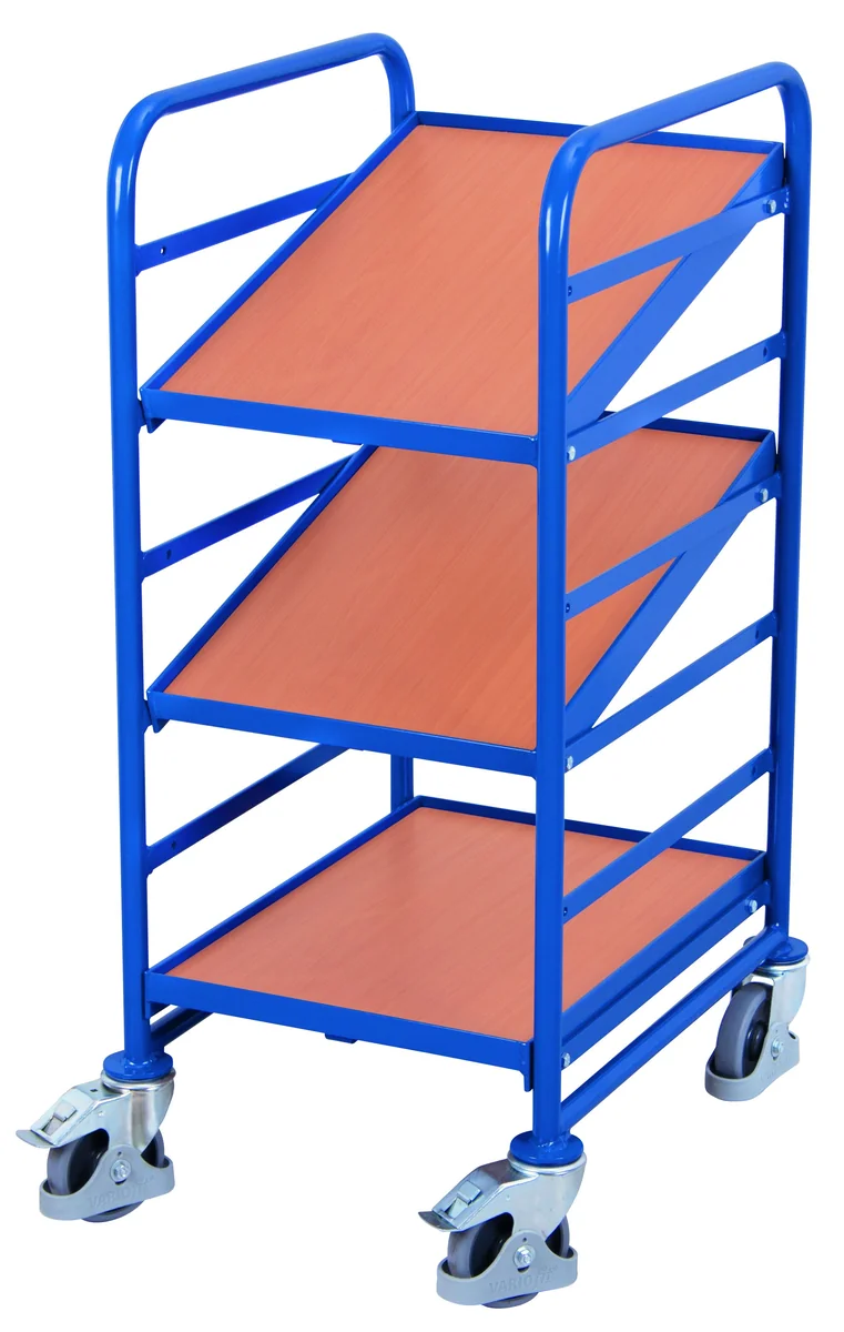 Etážový vozík na EURO prepravky, 3 police, MDF, sw-610.101 VARIOFIT, 410 x 610 mm, 200 kg