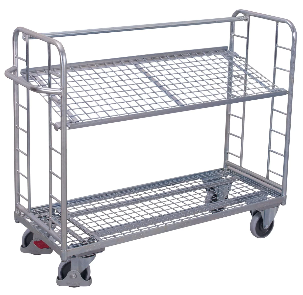 Etážový vozík s naklápateľnými policami zo sieťoviny pozinkovaný sw-540.224 VARIOFIT, 1355 x 550 mm, 250 kg