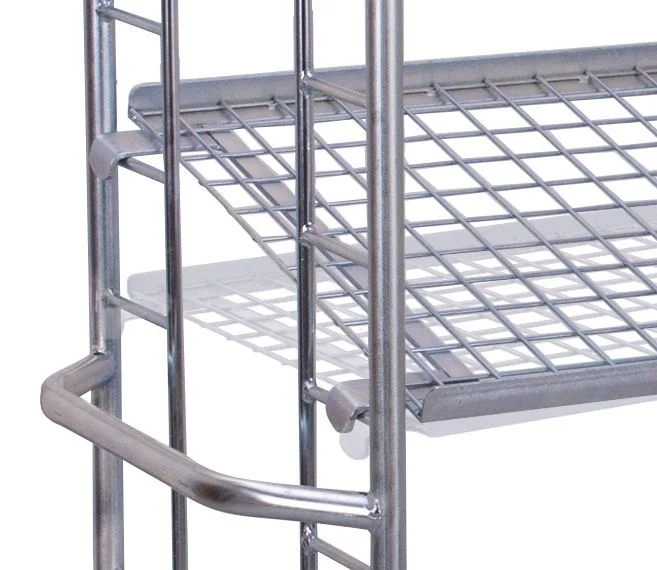 Etážový vozík s naklápateľnými policami zo sieťoviny pozinkovaný sw-640.218 VARIOFIT, 1650 x 650 mm, 400 kg