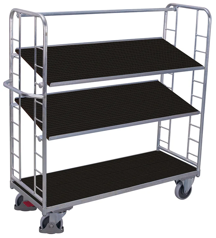Etážový vozík s naklápateľnými policami zo sieťoviny pozinkovaný sw-640.226 VARIOFIT, 1650 x 650 mm, 400 kg