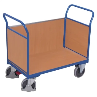 Plošinový vozík sw-700.302 VARIOFIT, 3 steny - MDF doska, 1000 x 675 mm, 500 kg