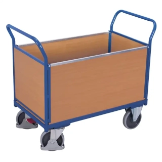 Plošinový vozík sw-700.400 VARIOFIT, 4 steny - MDF doska, 1000 x 650 mm, 500 kg