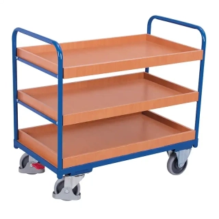 Policový vozík sw-800.244 VARIOFIT, 3 police - 2 prestaviteľné 1165 x 755 mm, 250 kg