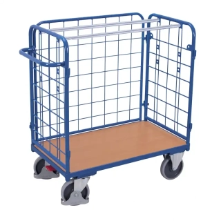 Balíkový vozík nízky sw-500.313 VARIOFIT, 3 steny - sieťovina, 850 x 500 mm, 400 kg