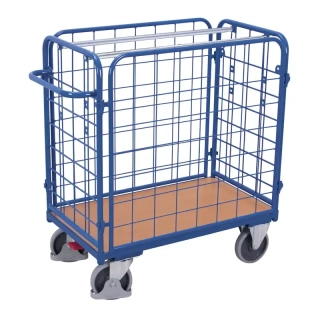 Balíkový vozík nízky sw-500.420 VARIOFIT, 4 steny - sieťovina, 850 x 500 mm, 400 kg