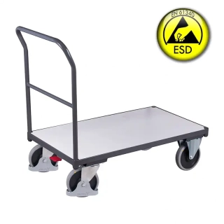 ESD antistatický plošinový vozík sw-600.141 VARIOFIT, 1  madlo - trubka, 1030 x 600 mm, 500 kg