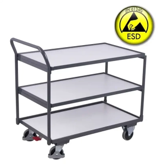 ESD antistatický policový vozík sw-500.657 VARIOFIT, 3 police, 835 x 495 mm, 250 kg