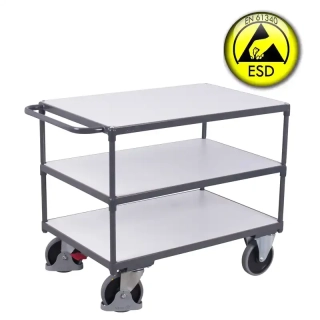 ESD antistatický policový vozík sw-500.662 VARIOFIT, 3 police, 850 x 500 mm, 400 kg