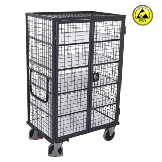 ESD antistatický skriňový vozík s policami sw-700.867 VARIOFIT, s dverami, 1115 x 730 x 1810 mm