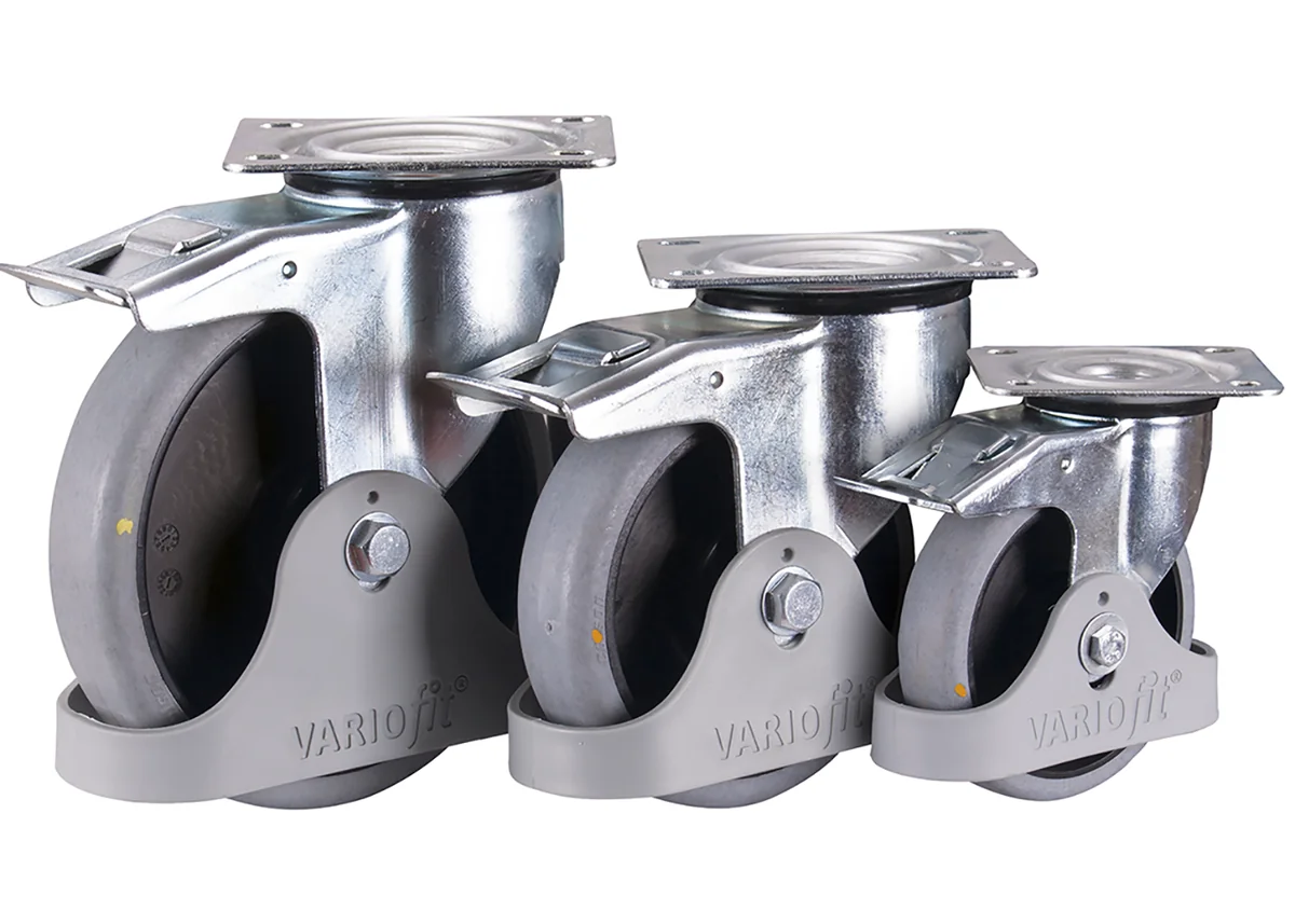 Otočné antistatické ESD koleso s brzdou 200 × 40 mm VARIOfit dpg-200.036 - detail vyhotovenia a rámu
