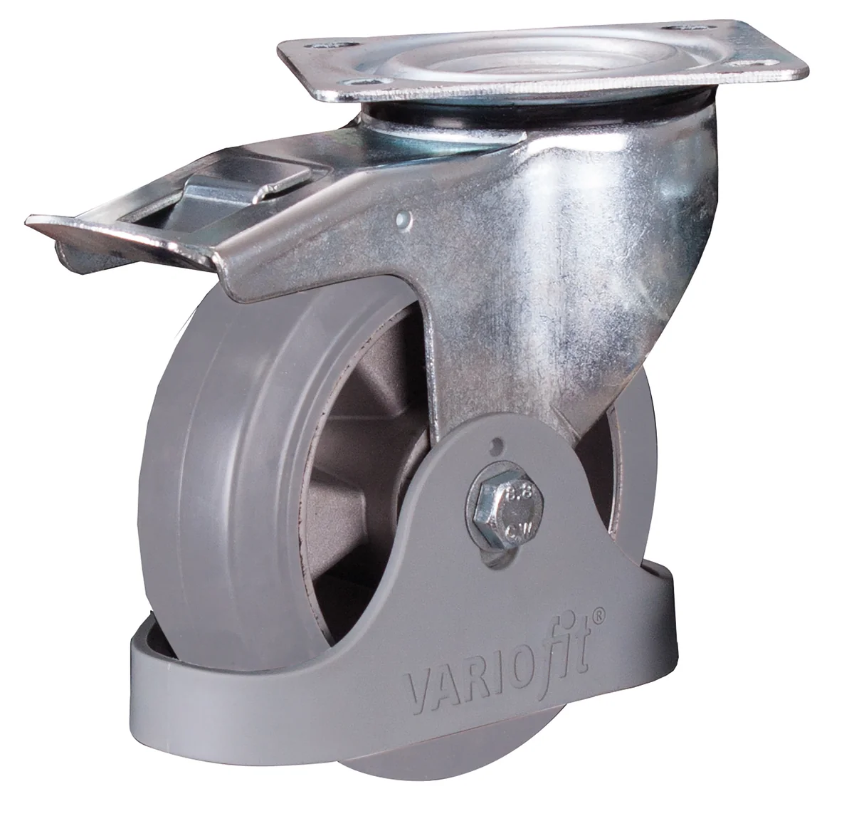 Otočné koleso s brzdou 160 × 50 mm - elastická plná guma VARIOfit dpg-160.012 - hlavný pohľad