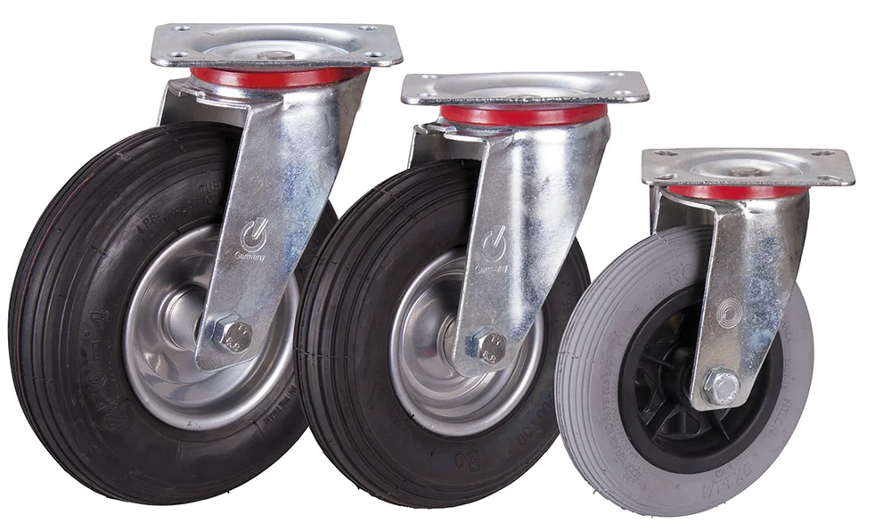 Otočné koleso 200 × 50 mm - nafukovacie koleso VARIOfit lpl-200.000 - detail vyhotovenia a rámu
