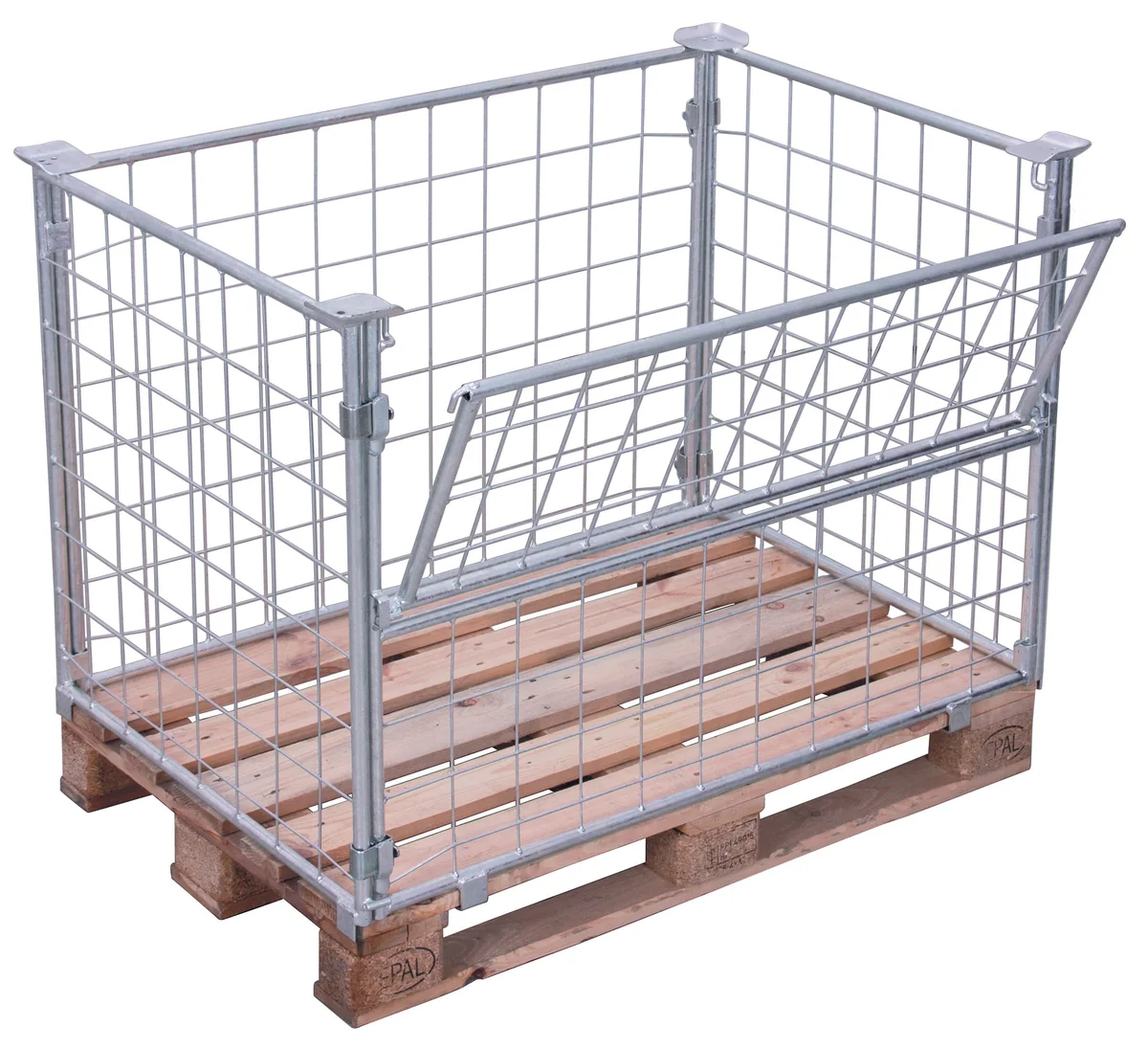 Paletová nadstavba TYP 64, sklápateľné čelo, výplň sieťovina, pozinkovaná vpa-080.029 VARIOFIT, 1200 x 800 mm