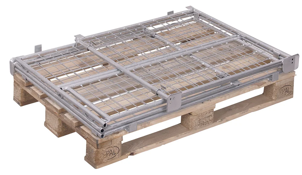 Paletová nadstavba TYP 64, sklápateľné čelo, výplň sieťovina, pozinkovaná vpa-080.029 VARIOFIT, 1200 x 800 mm
