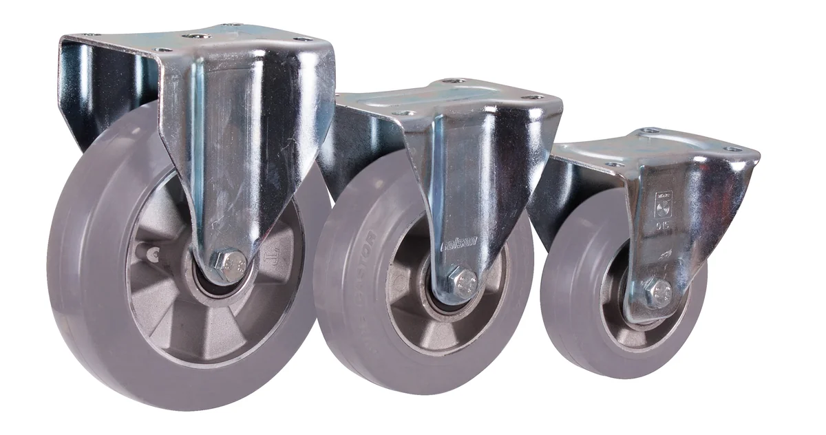 Pevné koleso 200 × 50 mm - elastická plná guma VARIOfit bpg-200.014 - detail vyhotovenia a rámu