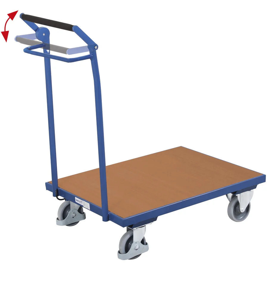 Plošinový vozík s automatickou bezpečnostnou brzdou, 1 madlo - trubka sw-600.125 VARIOFIT, 800 x 600 mm, 250 kg