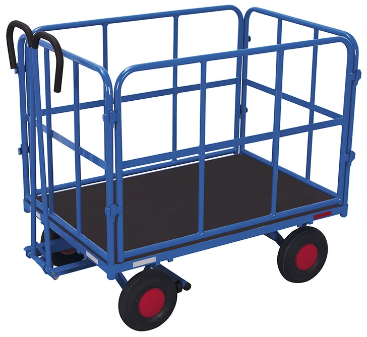 Plošinový vozík s ojom a 4 mriežkami zu-45102 VARIOFIT, 940 x 640 mm, 700 kg
