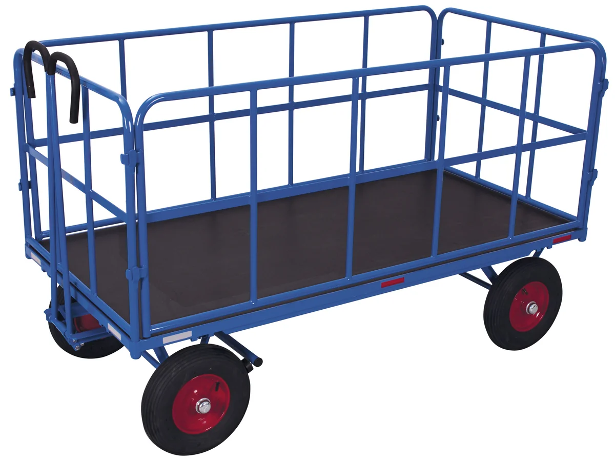 Plošinový vozík s ojom a 4 mriežkami zu-45202 VARIOFIT, 1940 x 940 mm, 1 000 kg