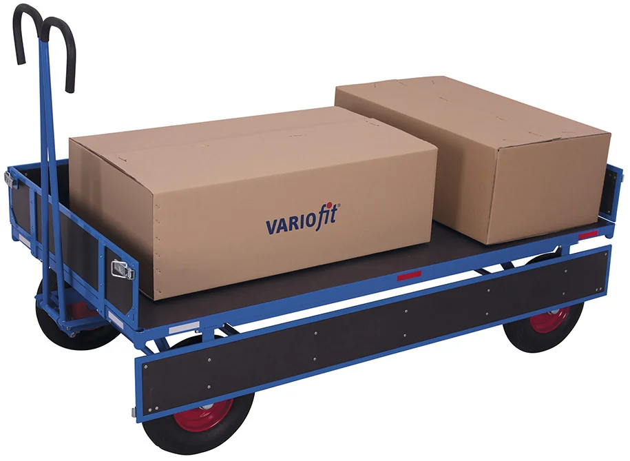 Plošinový vozík s ojom a 4 bočnicami zu-15101 VARIOFIT, 985 x 680 mm, 700 kg