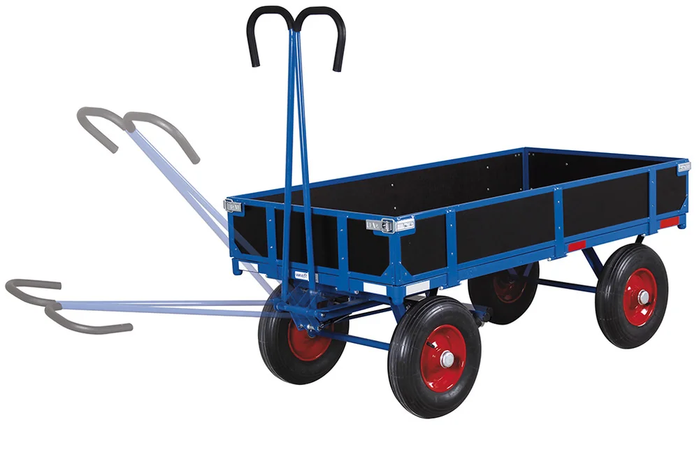 Plošinový vozík s ojom a 4 bočnicami zu-15122 VARIOFIT, 1185 x 780 mm, 700 kg