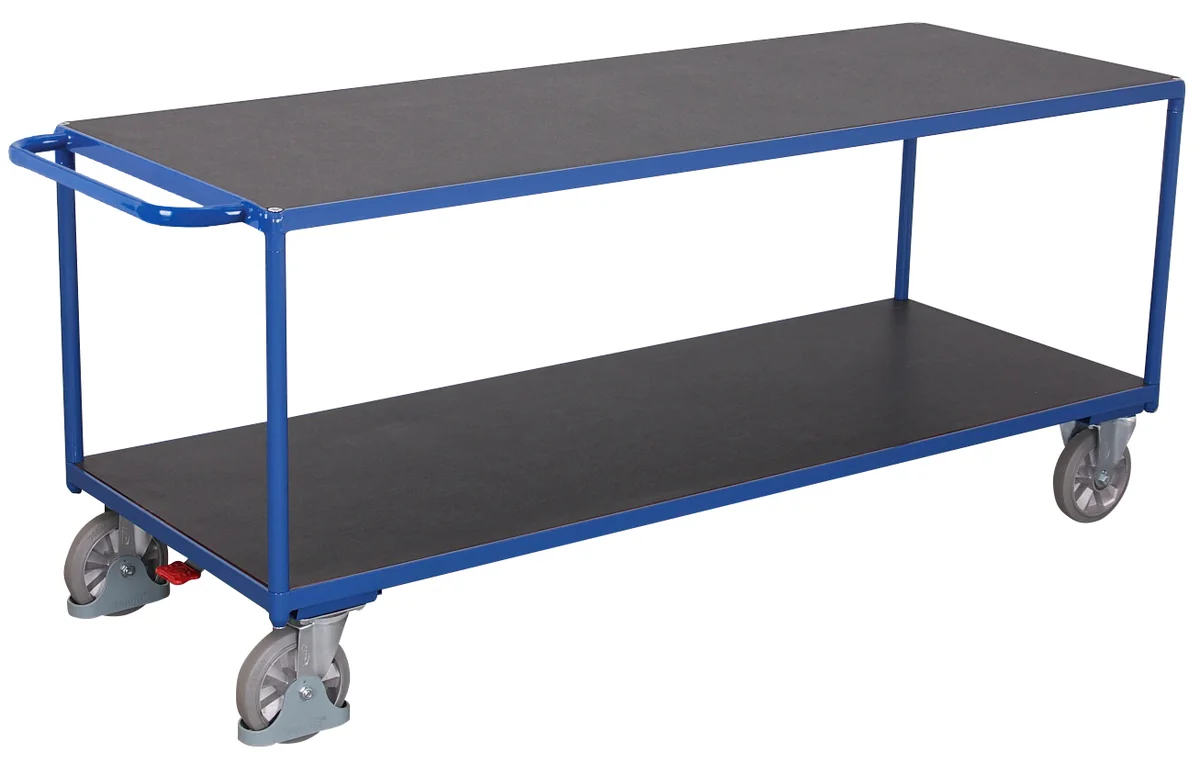 Policový vozík na vysokú záťaž, 2 police - preglejka, sw-800.514 VARIOFIT, 1995 x 800 mm, 1000 kg