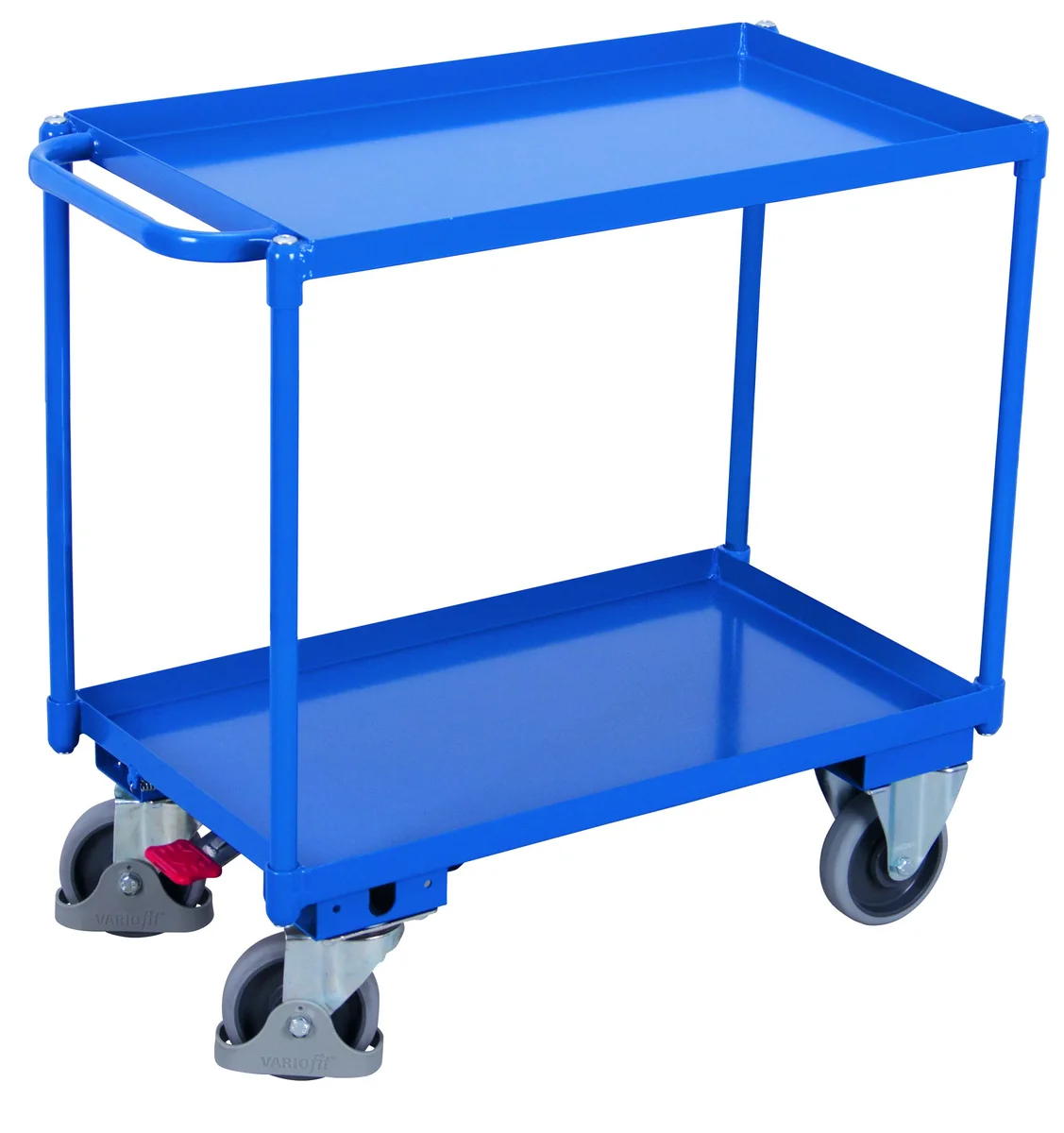Policový vozík s oceľovými vaňami, 2 police, sw-500.510 VARIOFIT, 845 x 495 mm, 400 kg