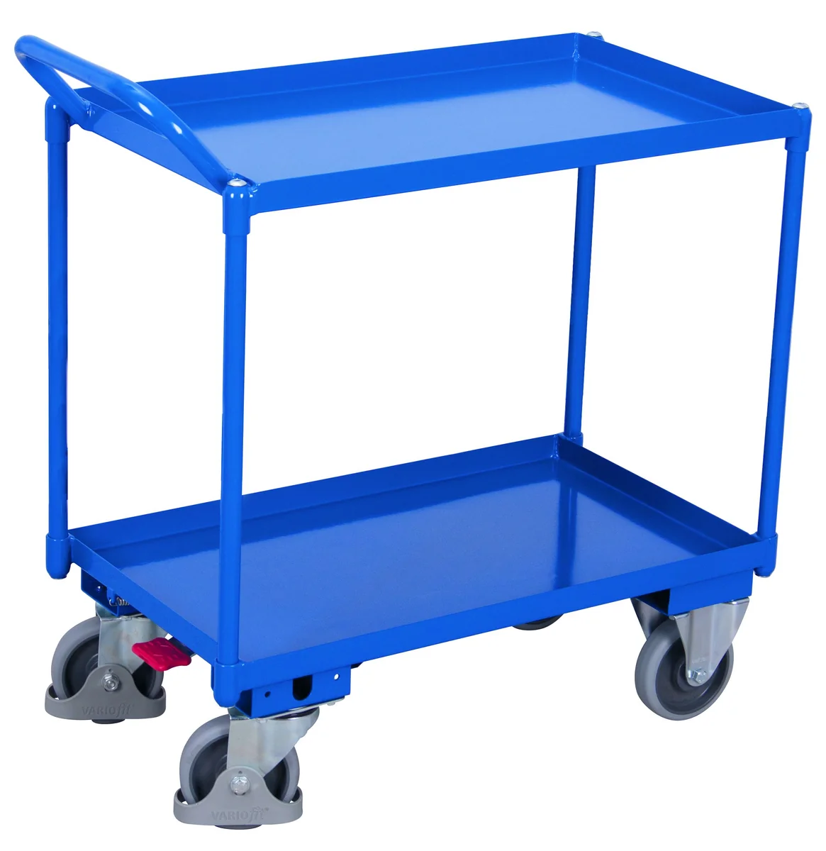 Policový vozík s oceľovými vaňami, 2 police, sw-500.523 VARIOFIT, 845 x 495 mm, 400 kg