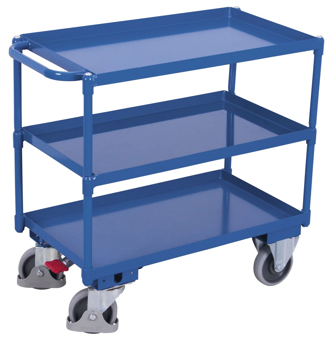 Policový vozík s oceľovými vaňami, 3 police, sw-500.610 VARIOFIT, 845 x 495 mm, 400 kg