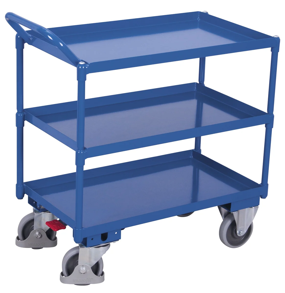 Policový vozík s oceľovými vaňami, 3 police, sw-500.698 VARIOFIT, 845 x 495 mm, 400 kg