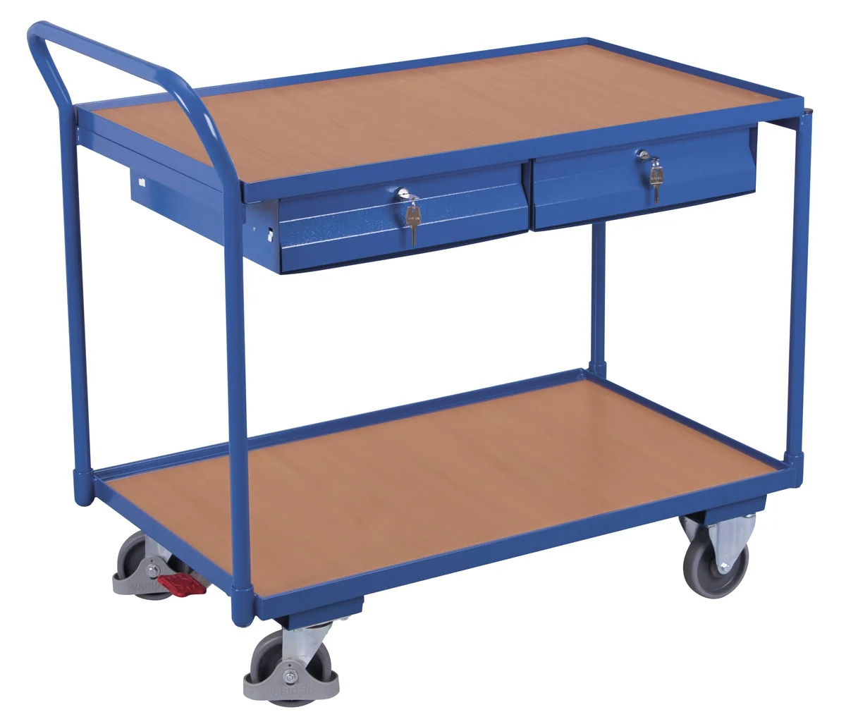 Policový vozík, 2 police, 2 zásuvky, sw-600.503 VARIOFIT, 985 x 590 mm, 250 kg