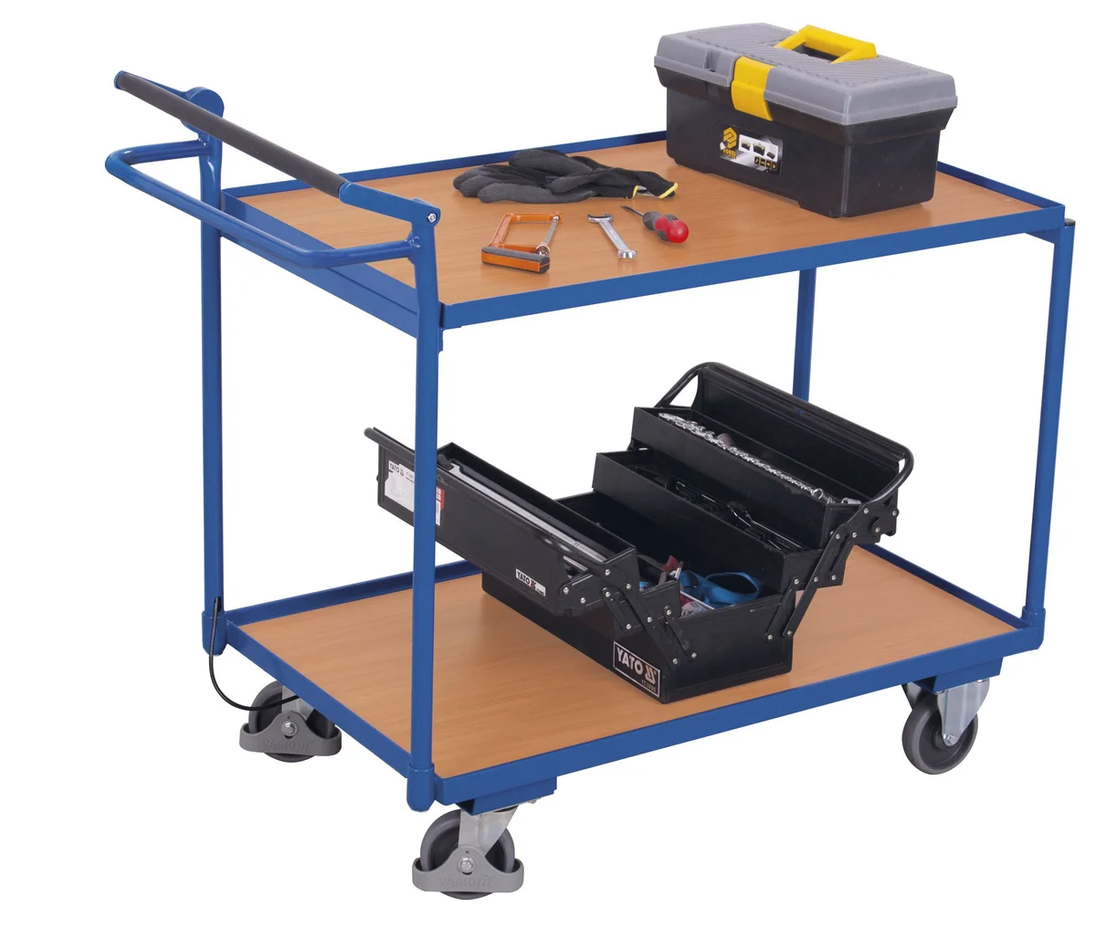 Policový vozík, 2 police, automatická bezpečnostná brzda, sw-600.548 VARIOFIT, 985 x 590 mm, 250 kg