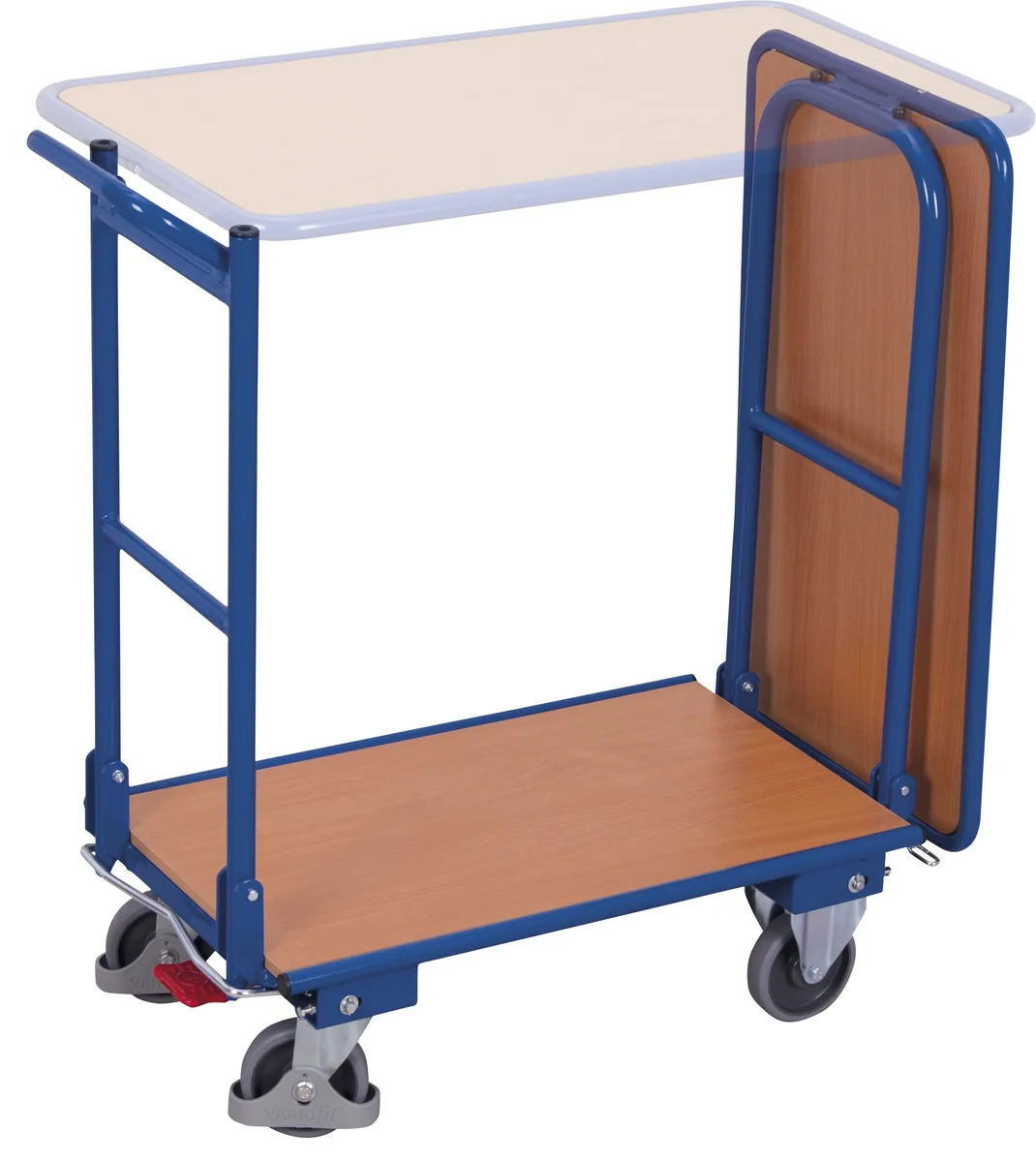 Plošinový vozík, sklápateľné madlá a vrchná polica, sw-450.836 VARIOFIT, 720 x 450 mm, 150 kg