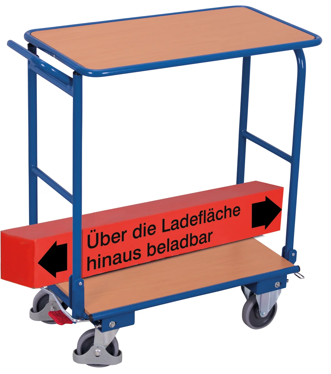 Plošinový vozík, sklápateľné madlá a vrchná polica, sw-450.836 VARIOFIT, 720 x 450 mm, 150 kg