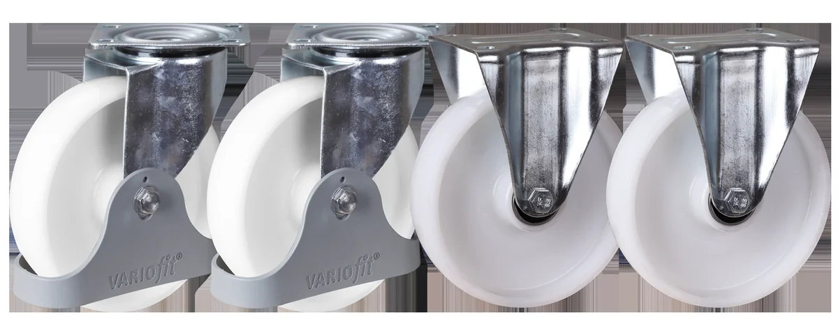 Príplatok za sadu 4 polyamidových kolies 150 × 40 mm (výrobná výbava) VARIOfit rsa-150.014 - detail vyhotovenia a rámu